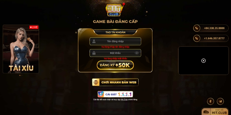 Gia nhập cổng game đổi thưởng Hitclub chỉ với vài thao tác đăng ký tài khoản